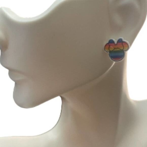 Minnie Mouse Inspired Rainbow Stud Earrings - Picture 1 of 4